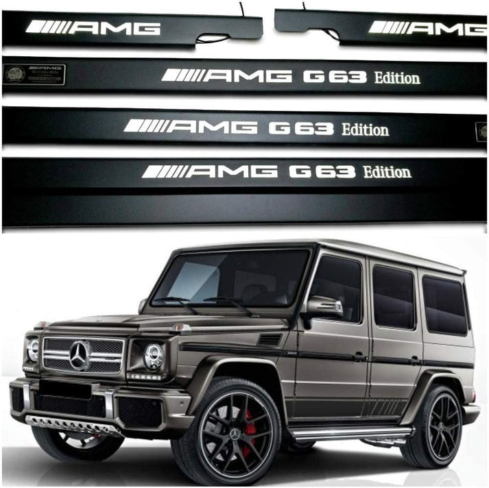 Mercedes-Benz W463 G-Class AMG G63 Edition Matte Black Stainless Steel LED Door Sills Set 5 pcs