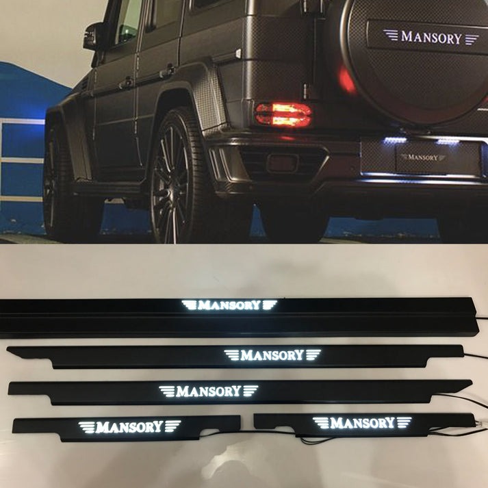 Mercedes-Benz W463 G-Class Mansory Matte Black Stainless Steel LED Door Sills Set 5 pcs