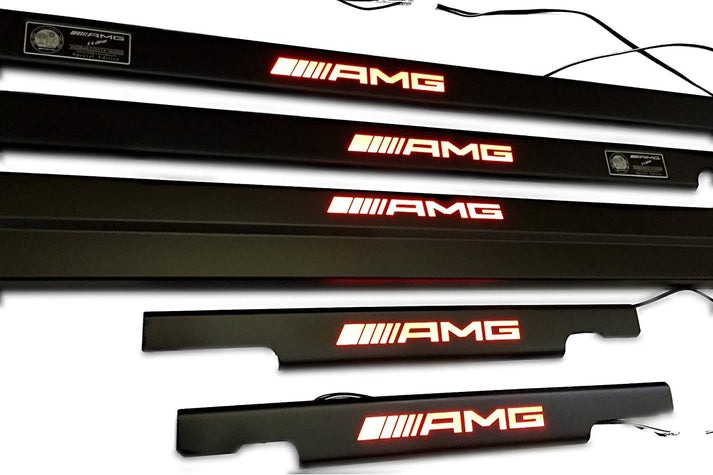 Mercedes-Benz W463 G-Class AMG Matte Black Stainless Steel LED Door Sills Set 5 pcs