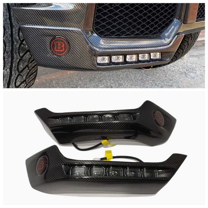 Mercedes-Benz W463 G-Wagon Carbon Fiber Front Bumper Attachments with LED DRL