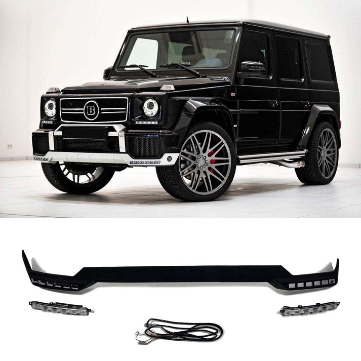 Fiberglass Front AMG Bumper Lip Spoiler with LEDs for Mercedes-Benz G-Class W463