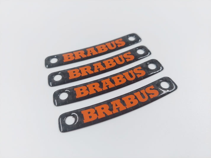 Orange Brabus Carbon Rim Badges Emblems Set for Mercedes-Benz W463A W464