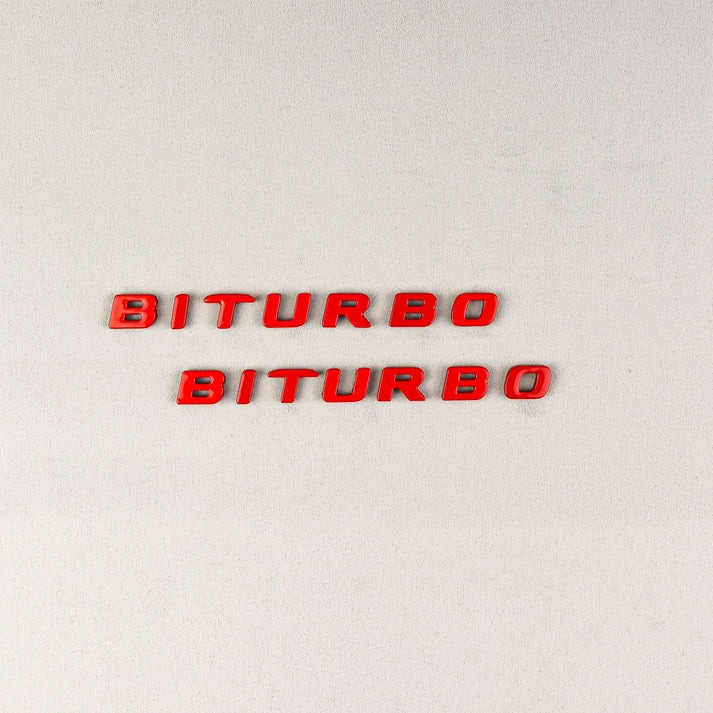 Mercedes S E C G GT Brabus Biturbo Red Metal Emblem Logo Badges Set