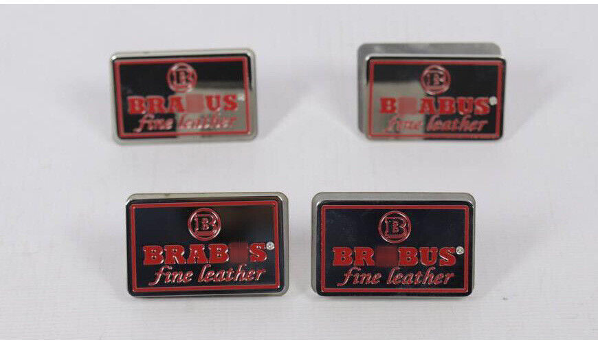 Mercedes Fine Leather Brabus Red Metal Seat Emblems Badges Logos Set