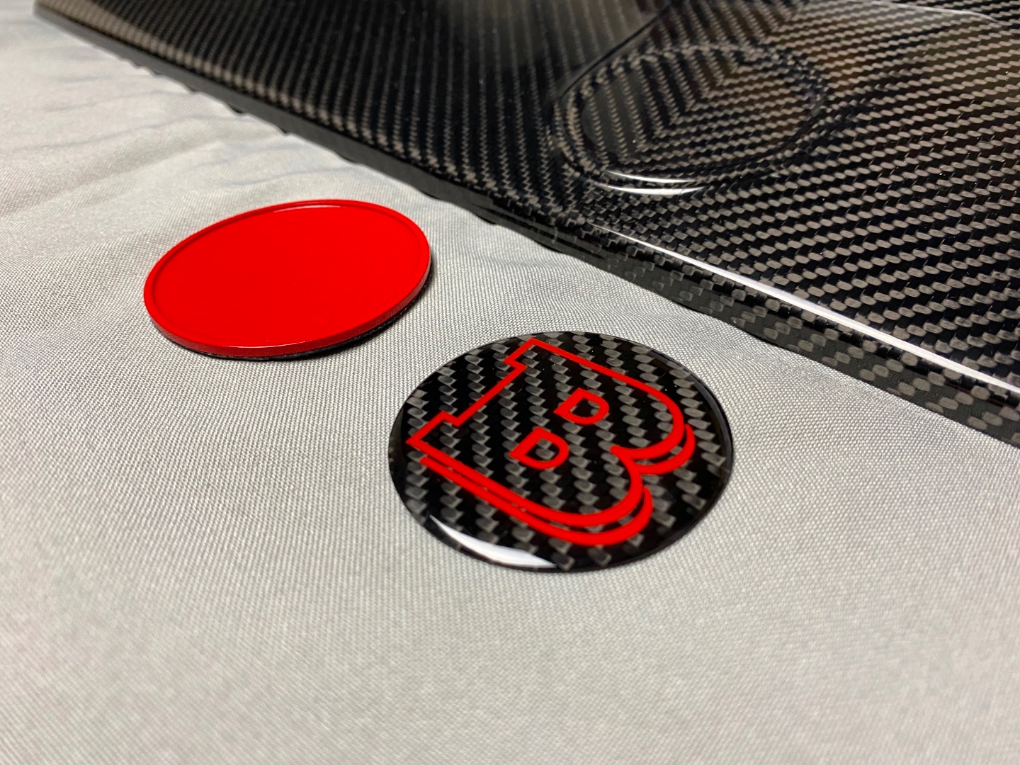 Red Metal Carbon Brabus Badge Logo Emblem 55mm for Hood Trunk Mercedes-Benz G-Wagon G-Class W463