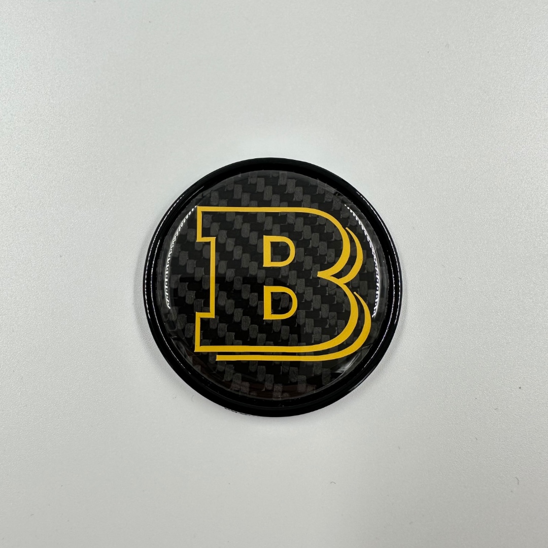 Metal Carbon Brabus Badge Yellow Logo Emblem 55mm for Hood Trunk Mercedes-Benz G-Wagon G-Class W463