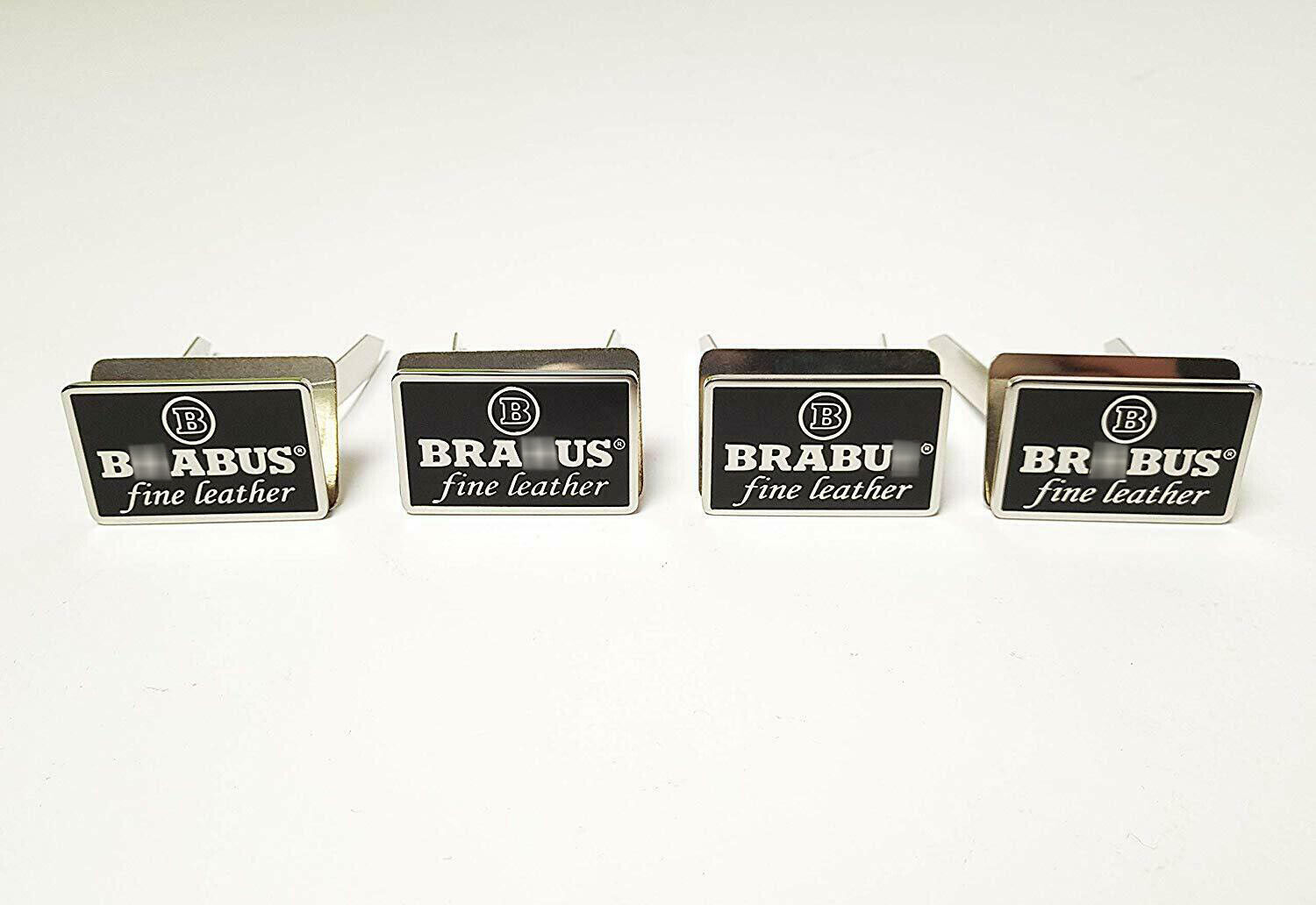 Mercedes Fine Leather Brabus Black Metal Seat Emblems Badges Logos Set