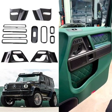 Interior Door Card Trim Set Carbon Fiber Overlays for Mercedes-Benz G-Class W463A