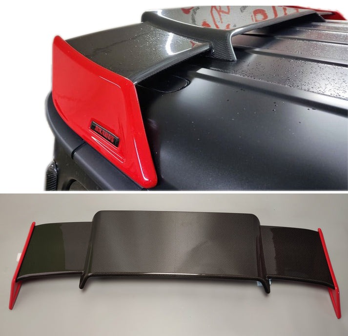 Carbon Fiber Rear Roof Spoiler with Red Side Pieces Brabus for Mercedes-Benz W463A G-Class