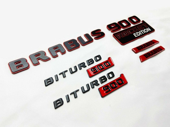 Mercedes Brabus Biturbo 900 Edition Metal Emblem Badges FULL Red Set ROCKET