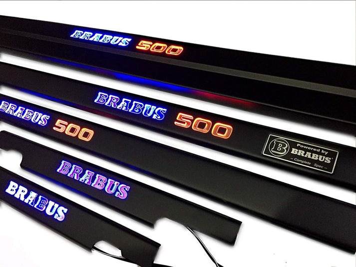 Mercedes-Benz W463 G-Class Brabus 500 Matte Black Stainless Steel LED Door Sills Set 5 pcs