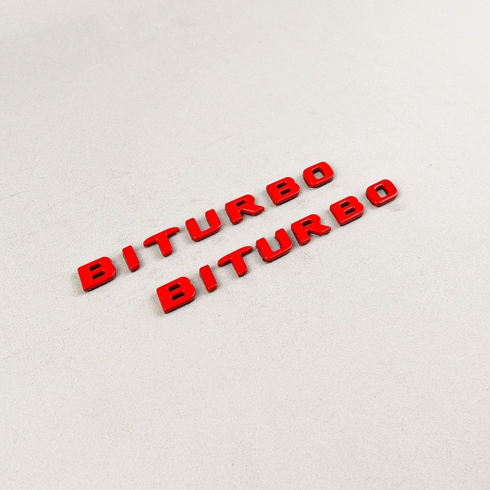 Mercedes S E C G GT Brabus Biturbo Red Metal Emblem Logo Badges Set