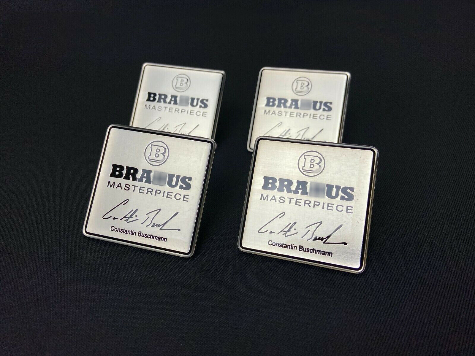 Mercedes Brabus Masterpiece Metal Silver Seat Emblems Badges Logo Set