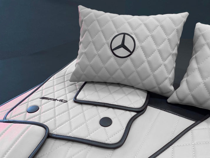 White AMG Floor Mats for Mercedes G Wagon W463A W464 G-Class 2018+