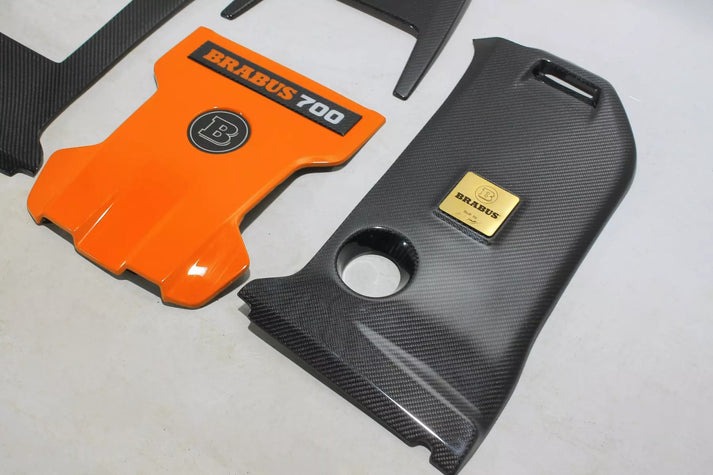 Brabus 700 Carbon Fiber Engine Cover Set Orange for Mercedes-Benz G-Class W463A G63 AMG