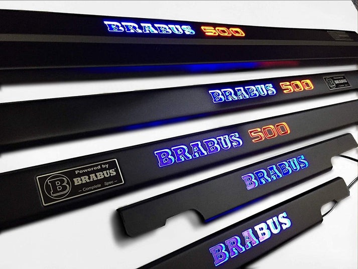 Mercedes-Benz W463 G-Class Brabus 500 Matte Black Stainless Steel LED Door Sills Set 5 pcs