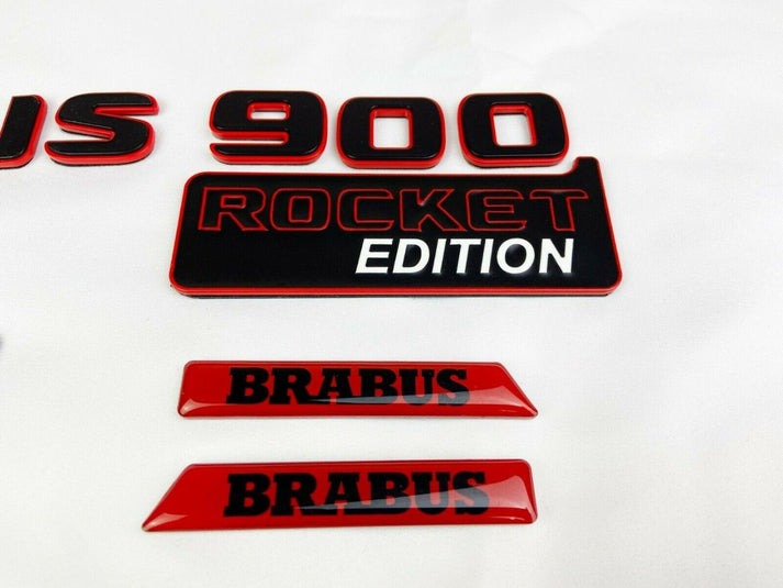 Mercedes Brabus Biturbo 900 Edition Metal Emblem Badges FULL Red Set ROCKET