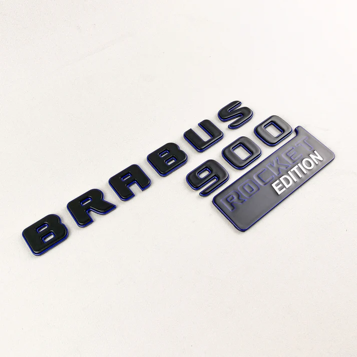 Brabus 900 Rocket Edition Rear Emblem Black with Blue Metal Badge for Mercedes-Benz Cars