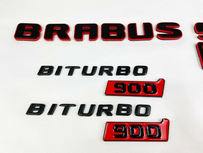 Mercedes Brabus Biturbo 900 Edition Metal Emblem Badges FULL Red Set ROCKET