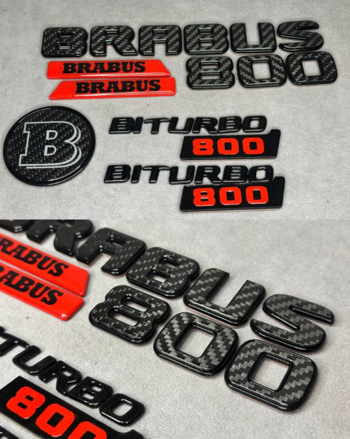 Zestaw emblematów Mercedes-Benz W463A W464 2018-2024 G-klasa styl Brabus Rocket G800 black