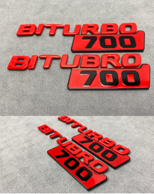 Napisy emblematy Mercedes-Benz W463A W464 2018-2024 G-klasa styl Brabus Biturbo 700 red