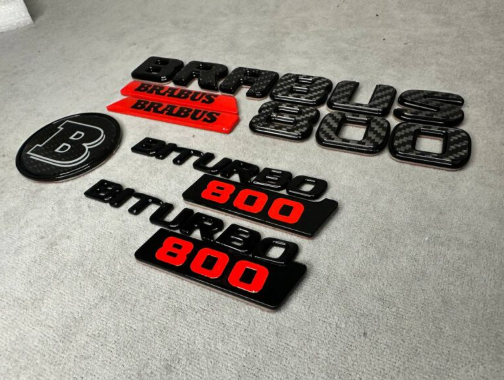 Zestaw emblematów Mercedes-Benz W463A W464 2018-2024 G-klasa styl Brabus Rocket G800 black