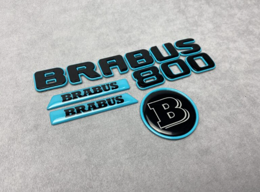 Zestaw emblematów Mercedes-Benz W463A W464 2018-2024 G-klasa styl Brabus Rocket G800 blue