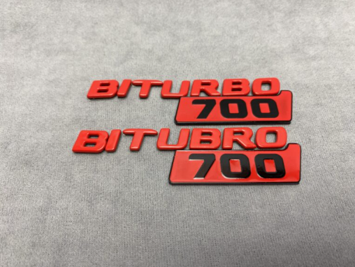 Napisy emblematy Mercedes-Benz W463A W464 2018-2024 G-klasa styl Brabus Biturbo 700 red