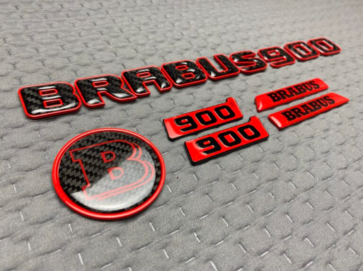 Zestaw emblematów Mercedes-Benz W463A W464 2018-2024 G-klasa styl Brabus Rocket 900 red
