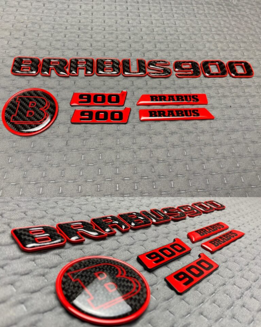 Zestaw emblematów Mercedes-Benz W463A W464 2018-2024 G-klasa styl Brabus 900 red