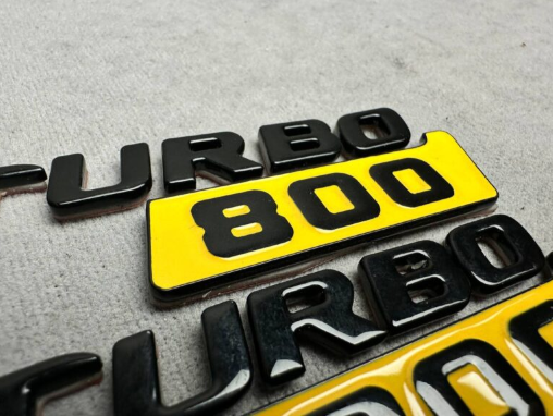Napisy emblematy Mercedes-Benz W463A W464 2018-2024 G-klasa styl Brabus Biturbo 800 źółty
