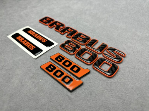 Zestaw emblematów Mercedes-Benz W463A W464 2018-2024 G-klasa styl Brabus 800 orange