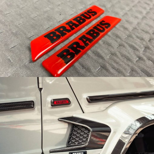 Zestaw emblematów Mercedes-Benz W463A W464 2018-2024 G-klasa styl Brabus red