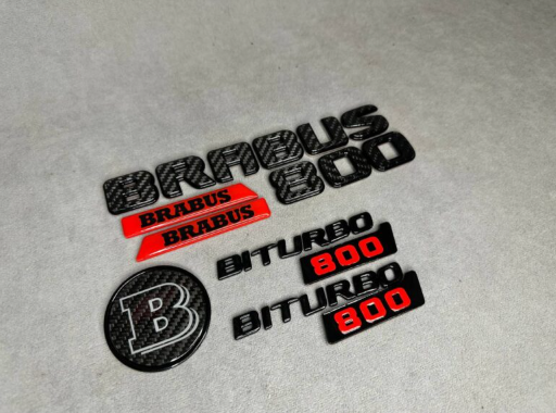 Zestaw emblematów Mercedes-Benz W463A W464 2018-2024 G-klasa styl Brabus Rocket G800 black