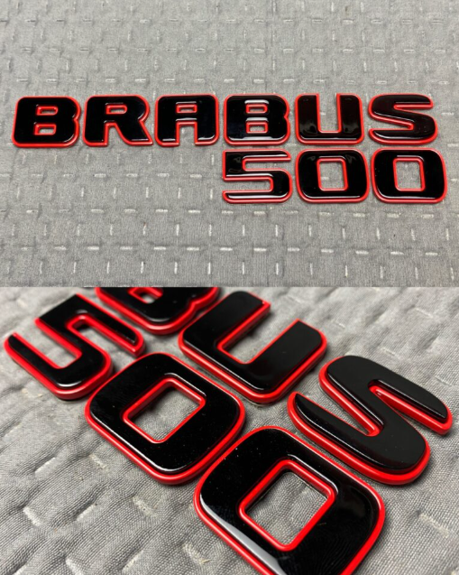 Napis Brabus 500 metal red Mercedes-Benz W463A W464 2018-2024 G-klasa