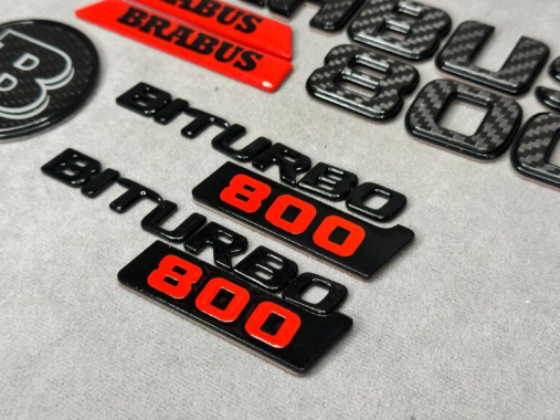 Zestaw emblematów Mercedes-Benz W463A W464 2018-2024 G-klasa styl Brabus Rocket G800 black