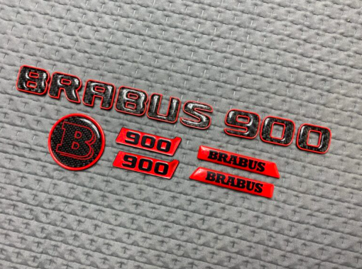 Zestaw emblematów Mercedes-Benz W463A W464 2018-2024 G-klasa styl Brabus 900 red