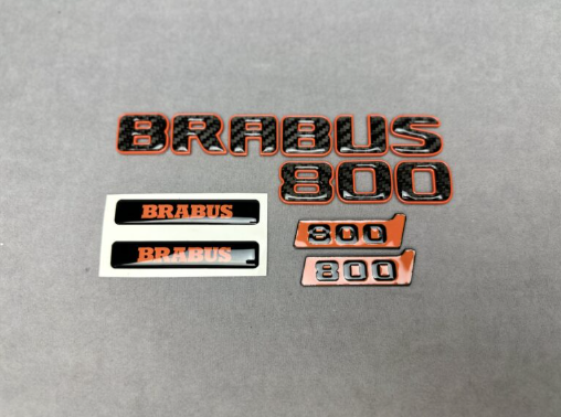 Zestaw emblematów Mercedes-Benz W463A W464 2018-2024 G-klasa styl Brabus 800 orange