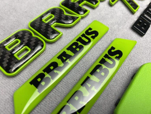 Zestaw emblematów Mercedes-Benz W463A W464 2018-2024 G-klasa styl Brabus Biturbo 700 green