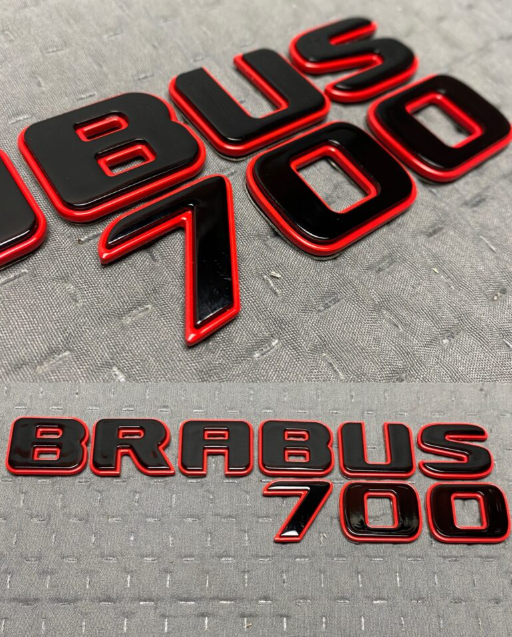 Zestaw emblematów Mercedes-Benz W463A W464 2018-2024 G-klasa styl Brabus 700 red&black