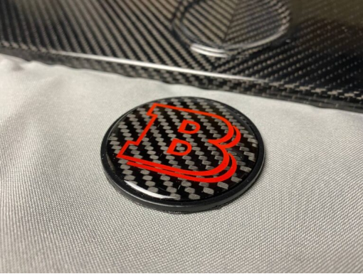 Metalowy emblemat maski Mercedes-Benz W463A W464 G-Class styl Brabus red 55 mm