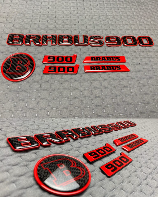 Zestaw emblematów Mercedes-Benz W463A W464 2018-2024 G-klasa styl Brabus Rocket 900 red